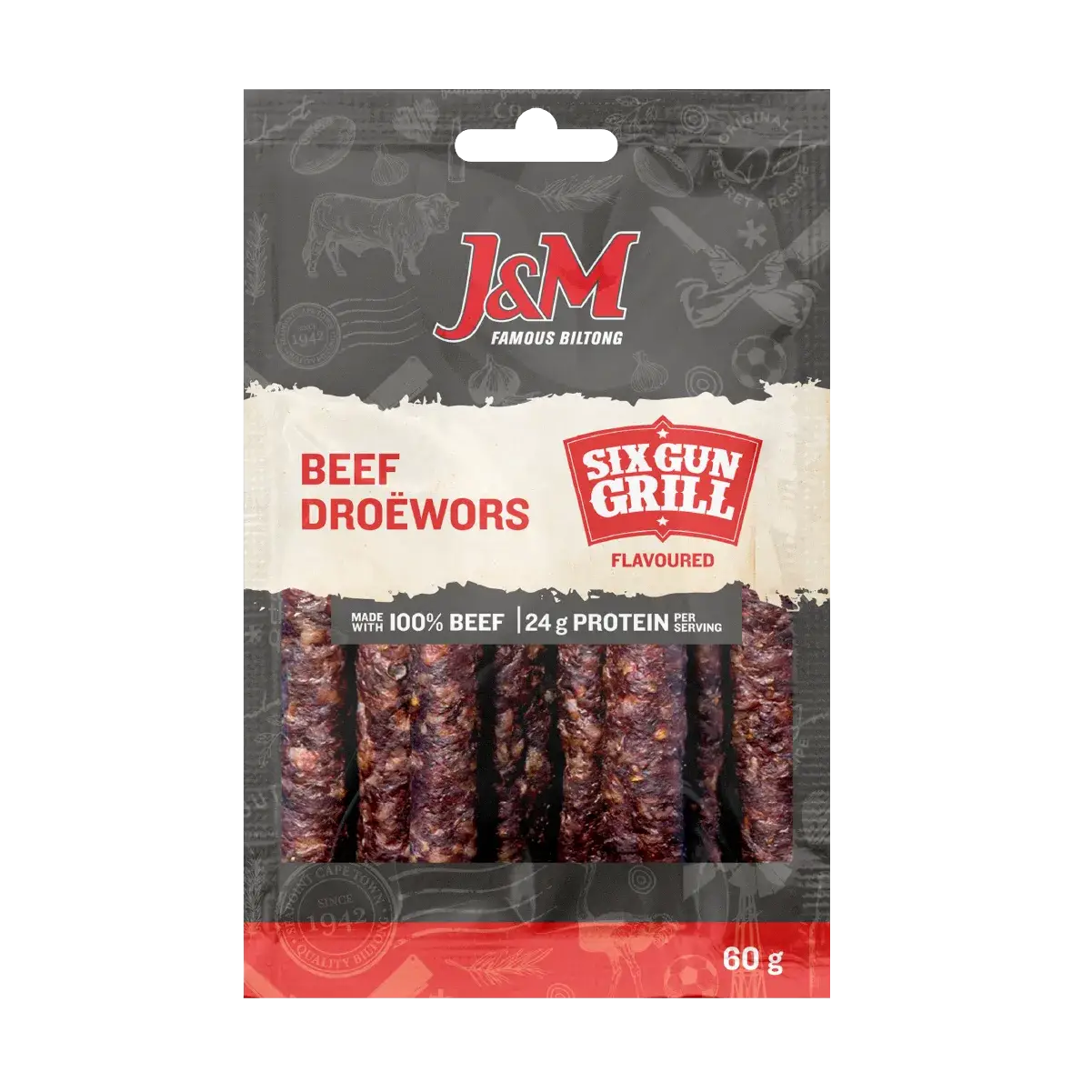 Beef Droëwors Six Gun Grill 60g